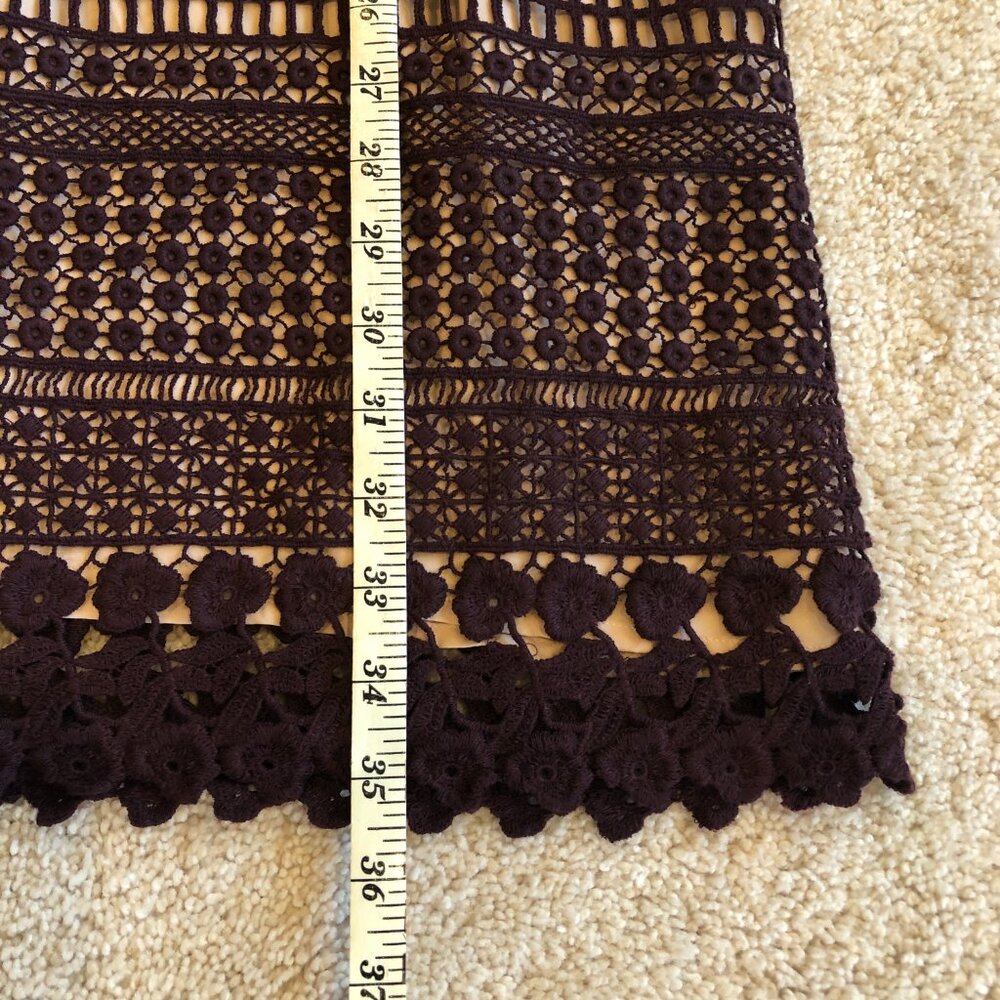 Chelsea28 Nordstrom Burgundy Crochet Fully Lined Sleeveless Shift Dress - Picture 13 of 15